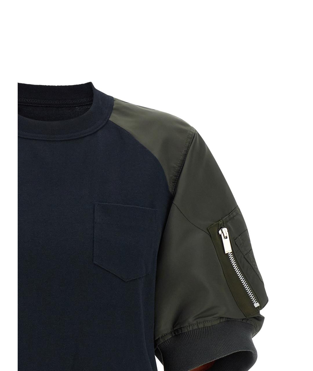 SACAI Темно-синяя хлопковая футболка, фото 3