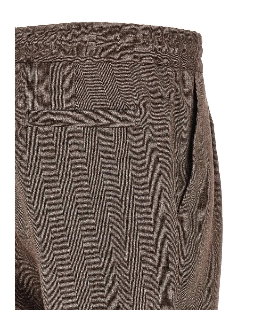 BRUNELLO CUCINELLI Коричневые льняные шорты, фото 4