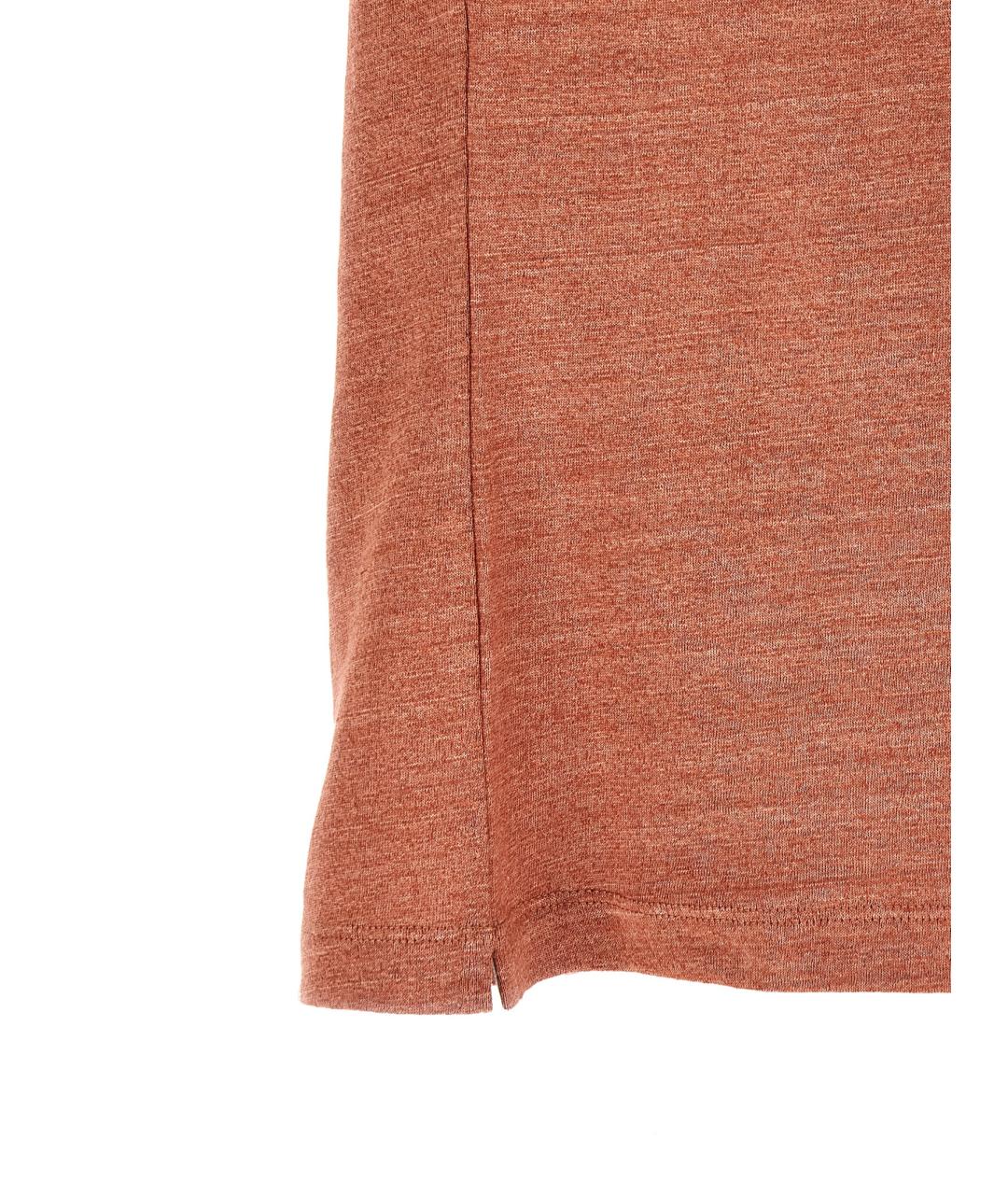 BRUNELLO CUCINELLI Оранжевое хлопко-льняное поло с коротким рукавом, фото 4
