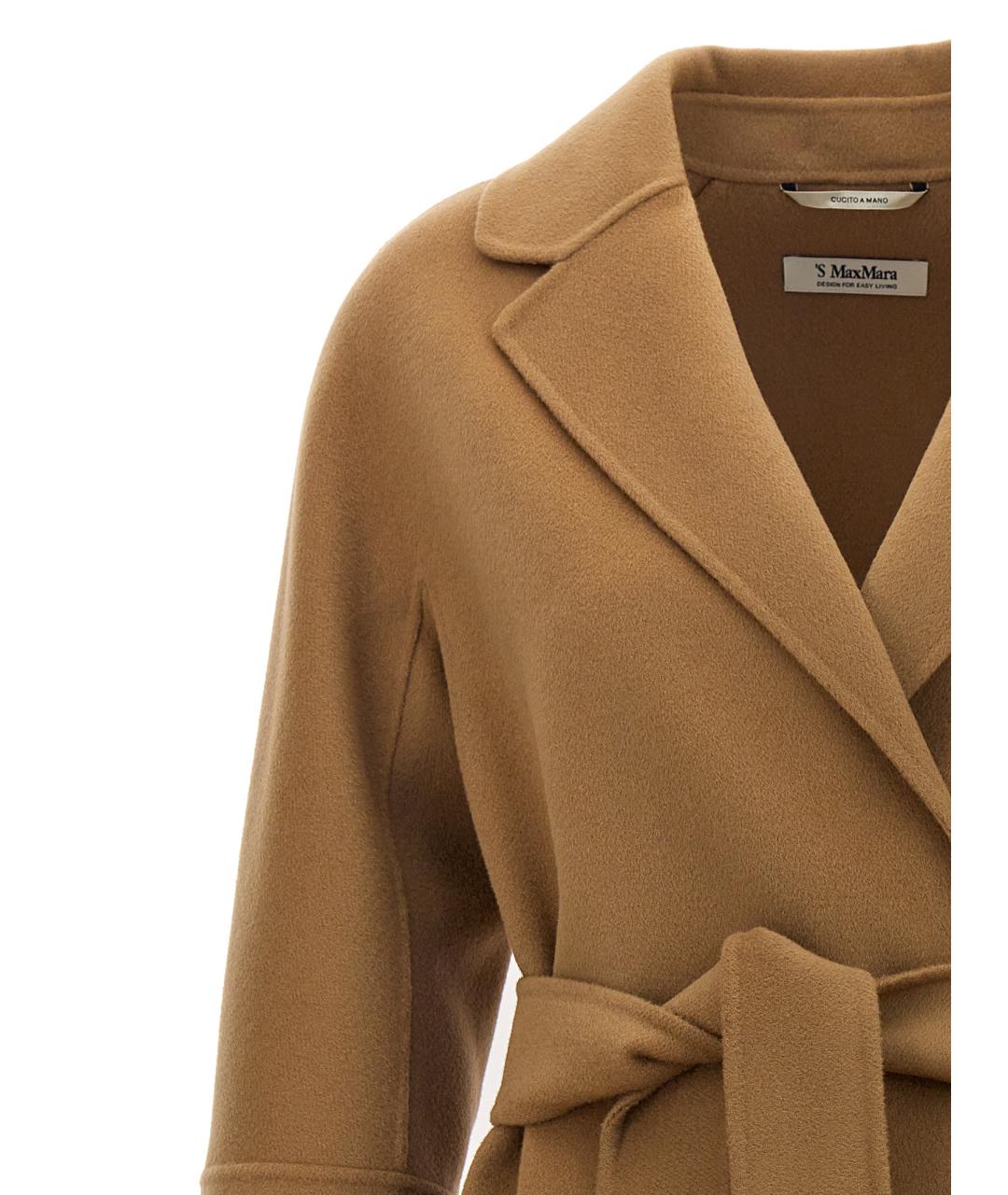 'S MAX MARA Коричневое шерстяное пальто, фото 3