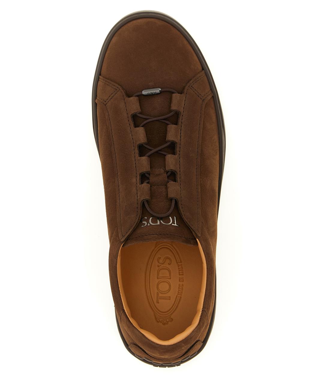 TOD'S Коричневые замшевые низкие кроссовки / кеды, фото 4