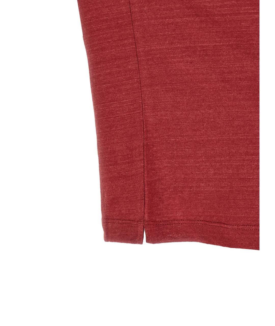 BRUNELLO CUCINELLI Красное хлопко-льняное поло с коротким рукавом, фото 4