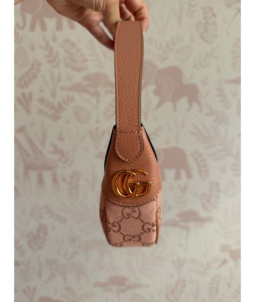 GUCCI Розовая тканевая сумка с короткими ручками, фото 2