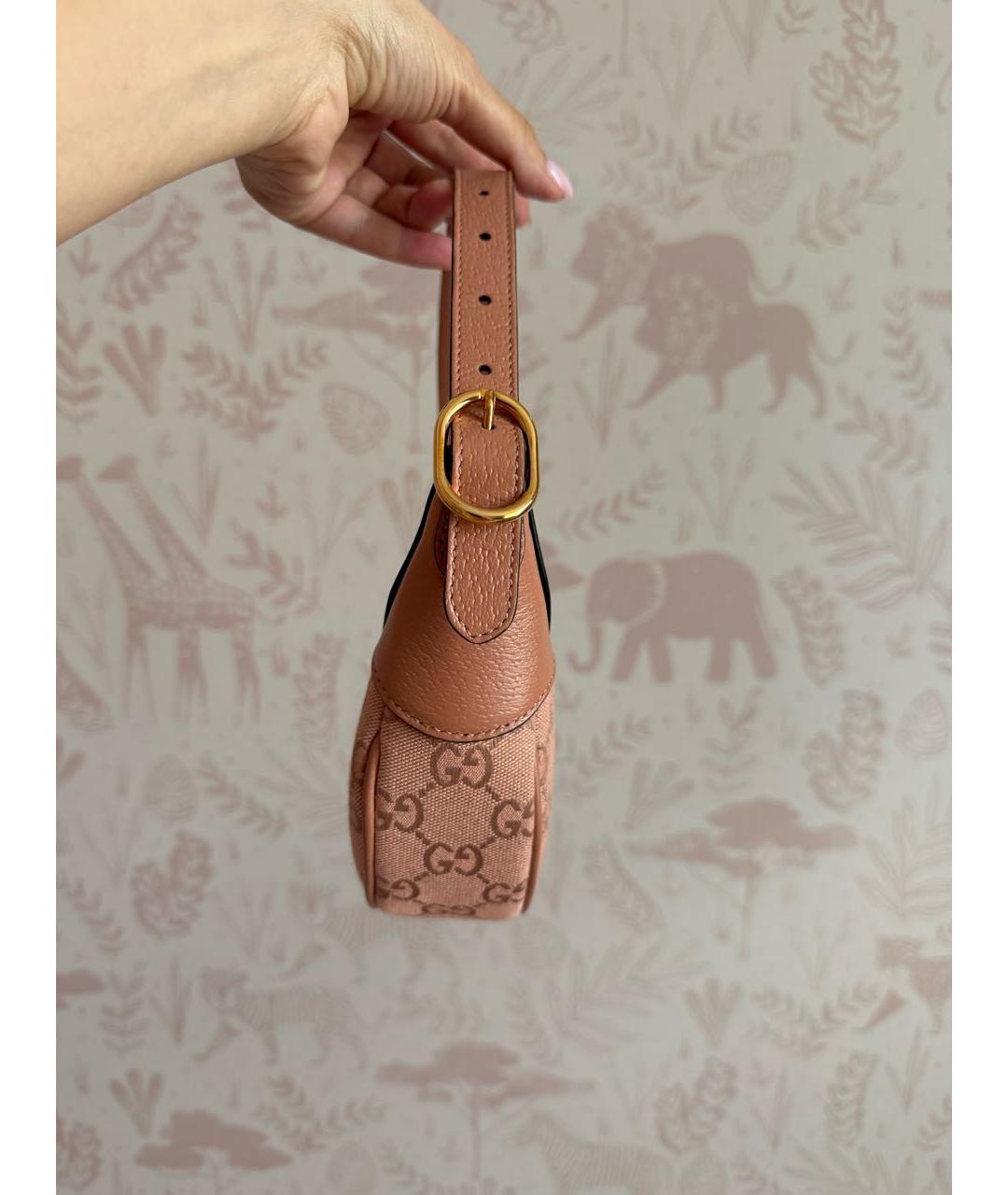 GUCCI Розовая тканевая сумка с короткими ручками, фото 3