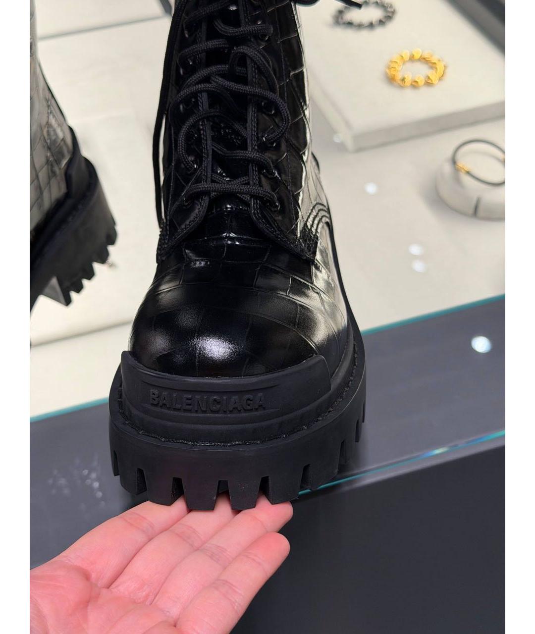 BALENCIAGA Черные кожаные ботинки, фото 3