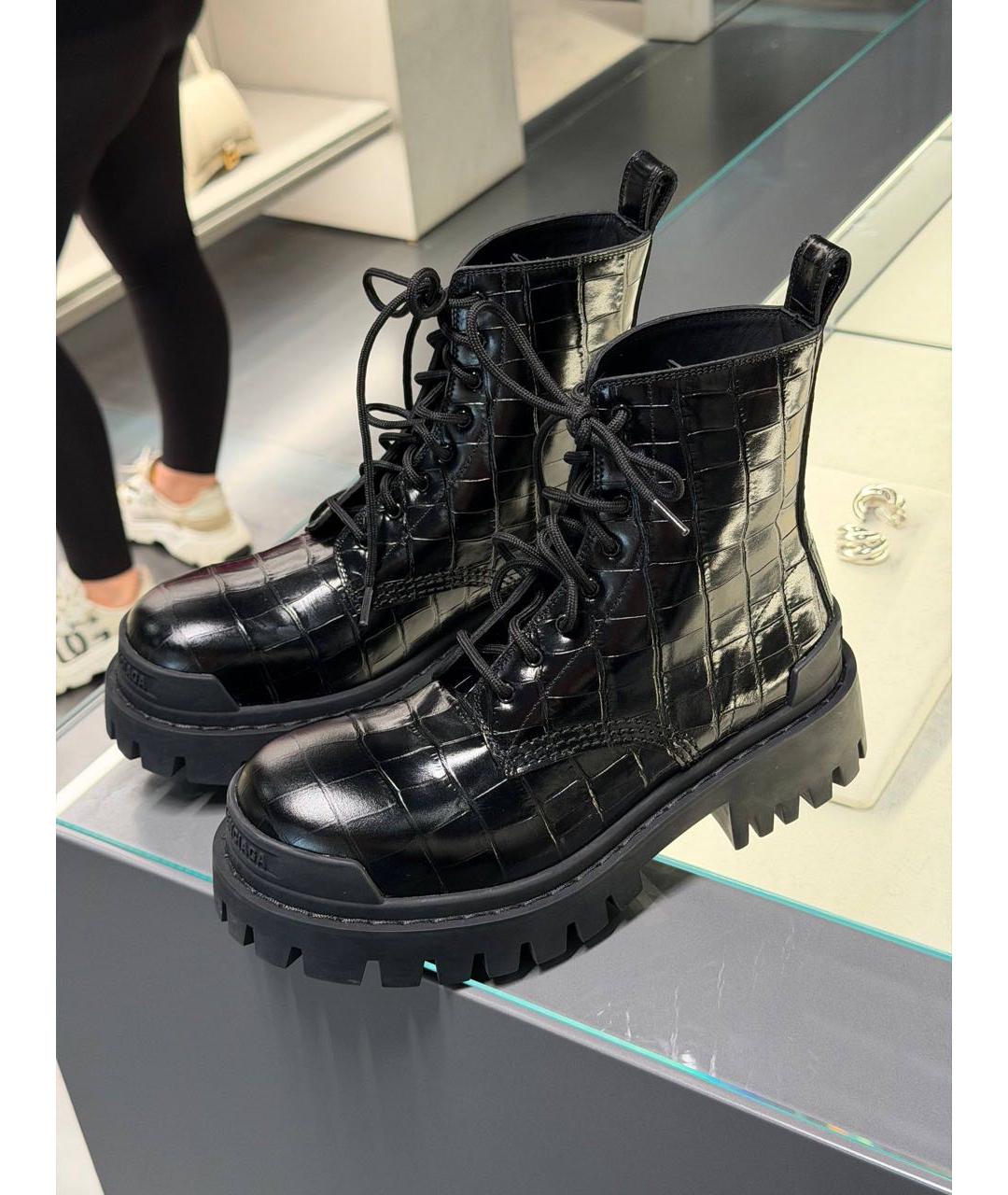 BALENCIAGA Черные кожаные ботинки, фото 5