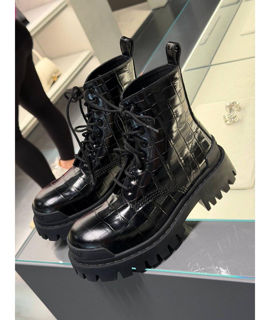 BALENCIAGA Черные кожаные ботинки, фото 2