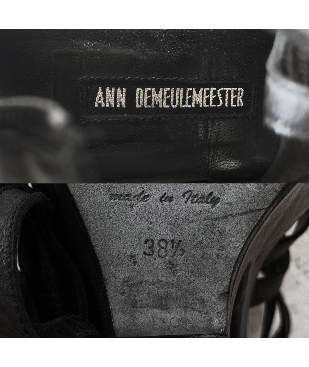 ANN DEMEULEMEESTER Черные кожаные босоножки, фото 6