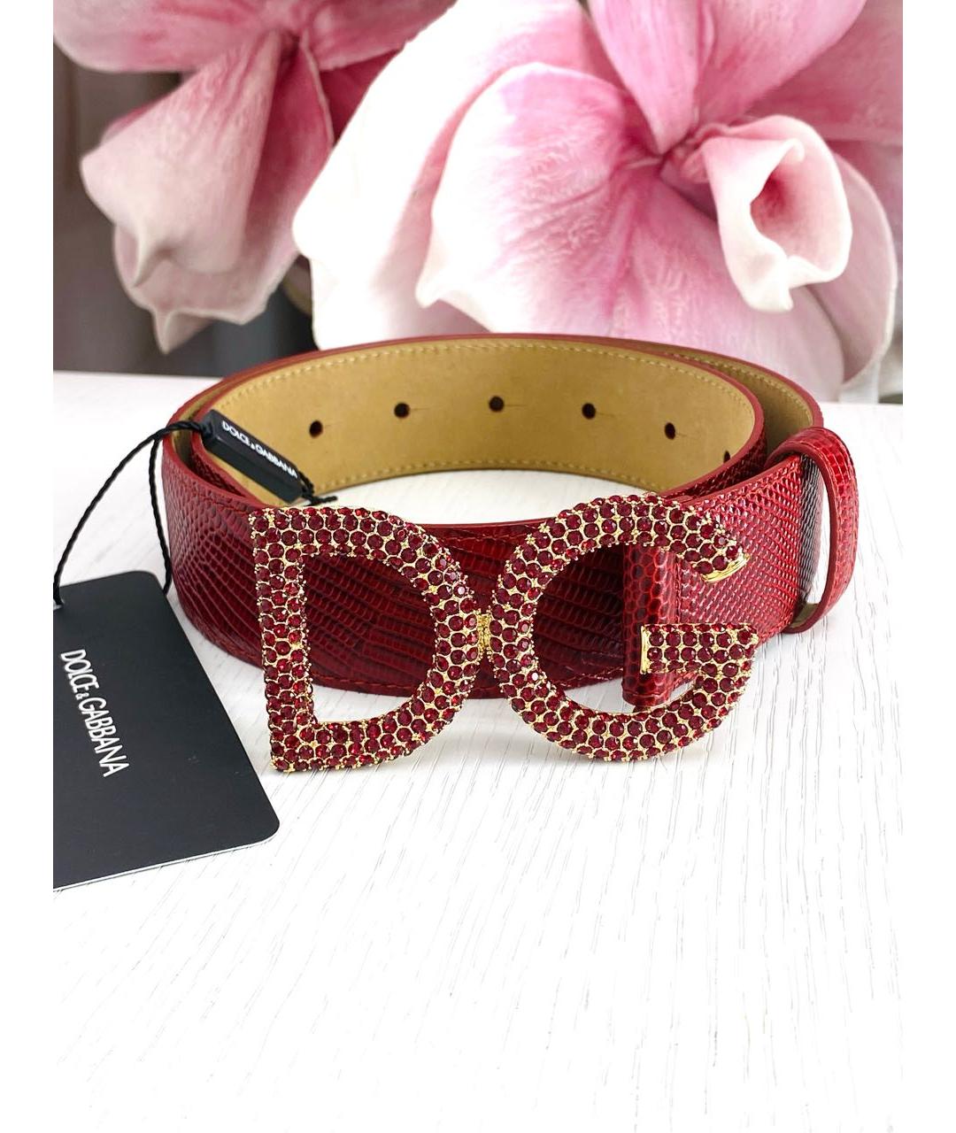 DOLCE&GABBANA Бордовый кожаный ремень, фото 4