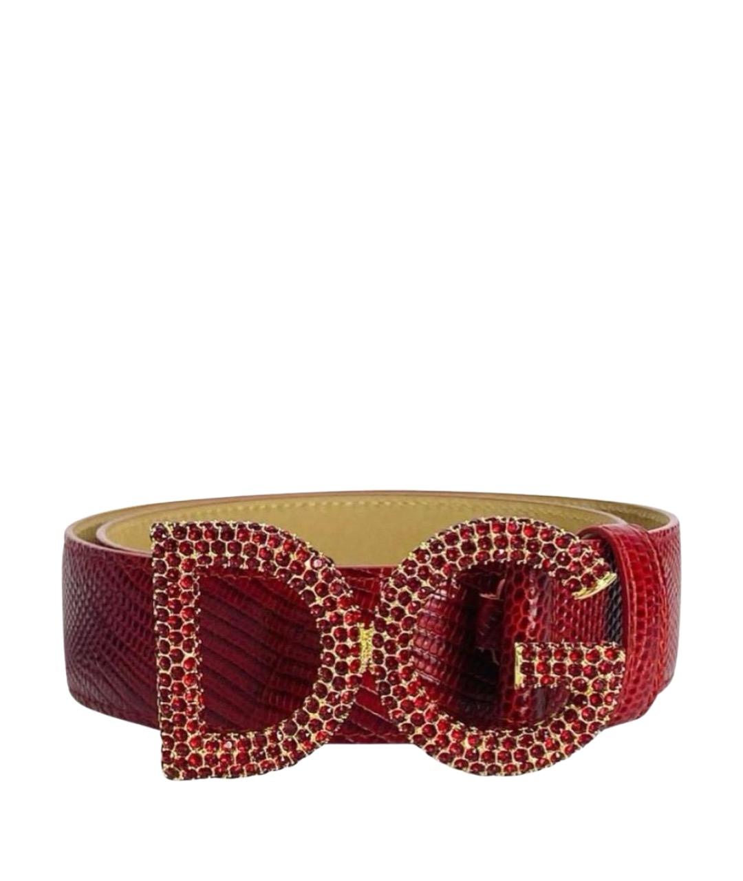 DOLCE&GABBANA Бордовый кожаный ремень, фото 1
