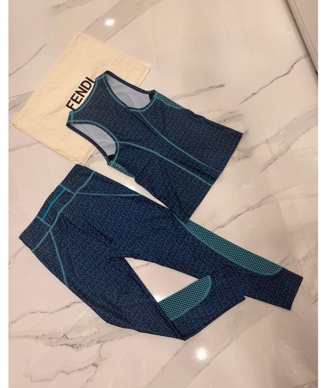 FENDI Голубой полиэстеровый спортивные костюмы, фото 8