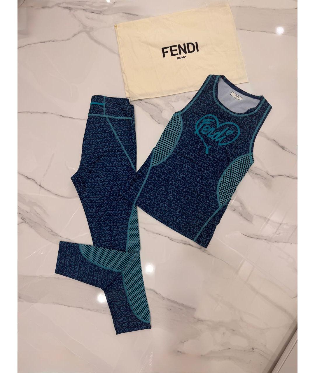 FENDI Голубой полиэстеровый спортивные костюмы, фото 7