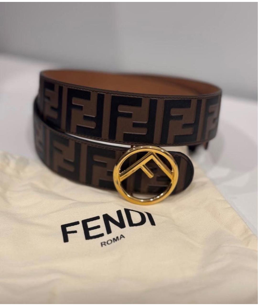 FENDI Коричневый кожаный ремень, фото 5