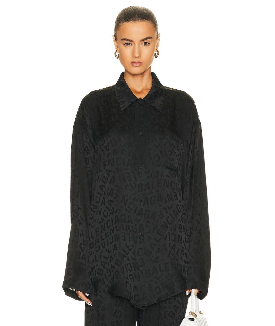 BALENCIAGA Черная шелковая рубашка, фото 2
