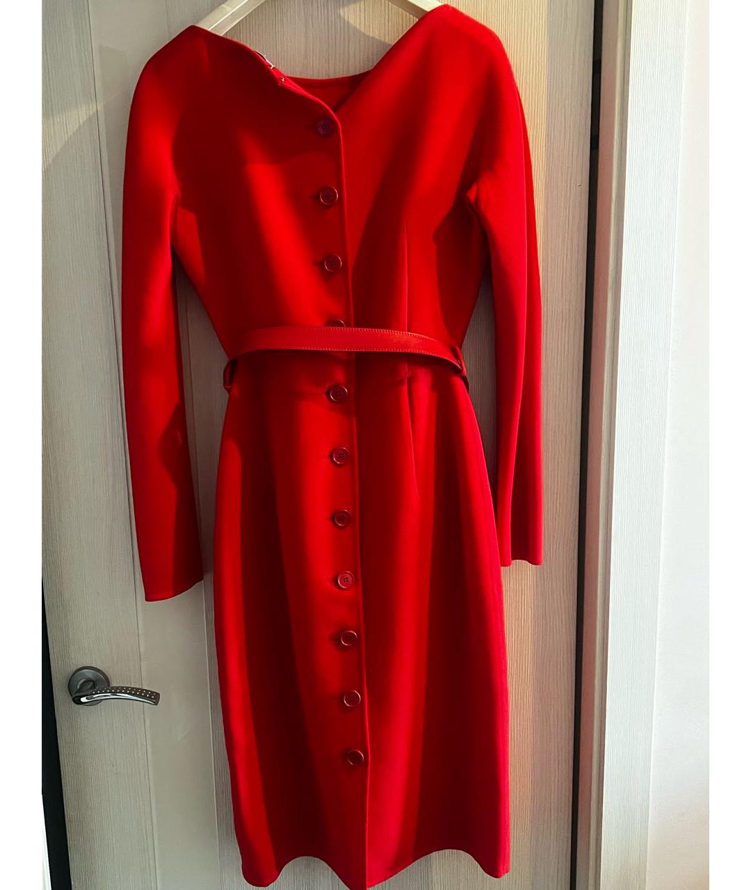 CHRISTIAN DIOR Красное шерстяное коктейльное платье, фото 2