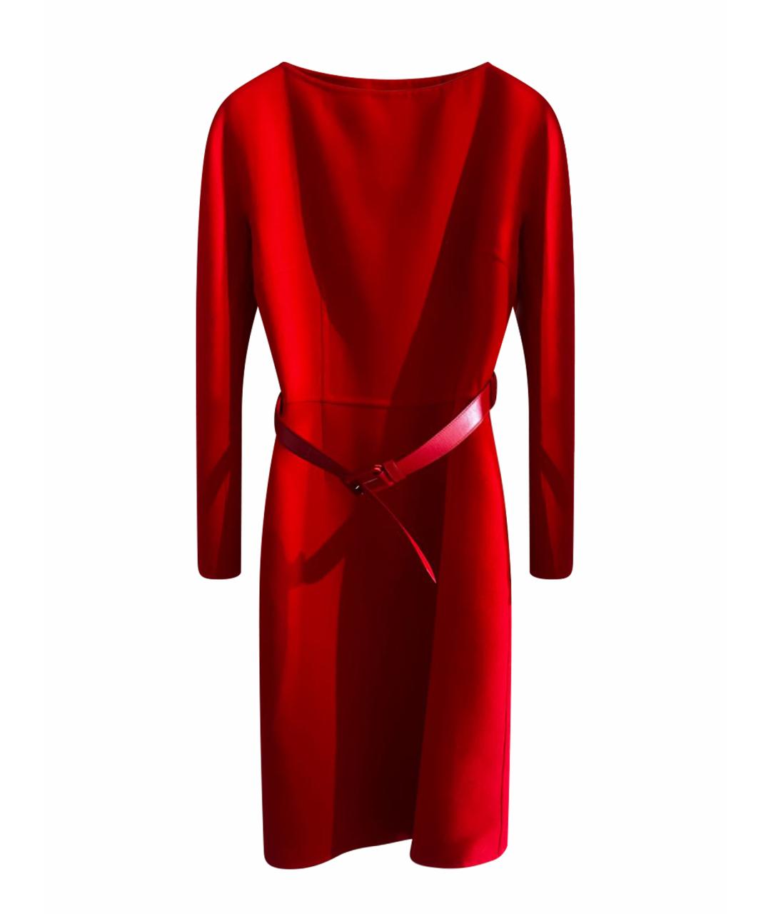 CHRISTIAN DIOR Красное шерстяное коктейльное платье, фото 1