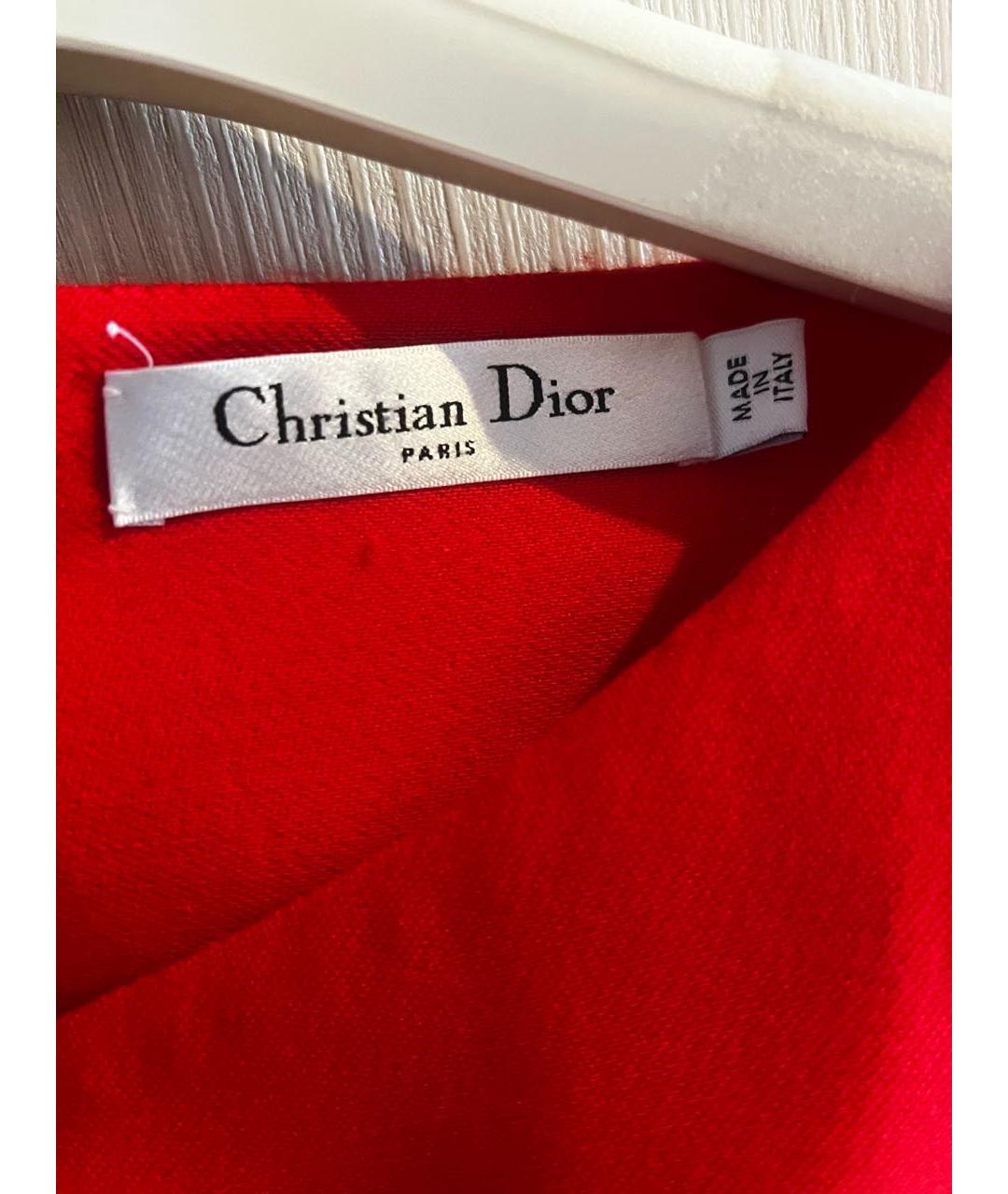 CHRISTIAN DIOR Красное шерстяное коктейльное платье, фото 3