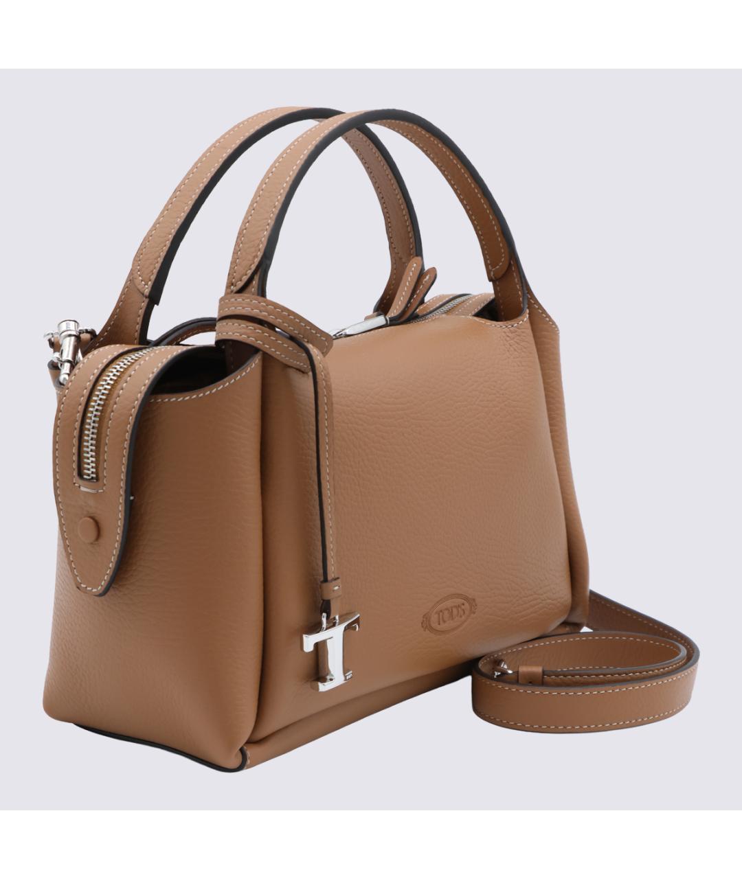 TOD'S Бежевая кожаная сумка с короткими ручками, фото 2