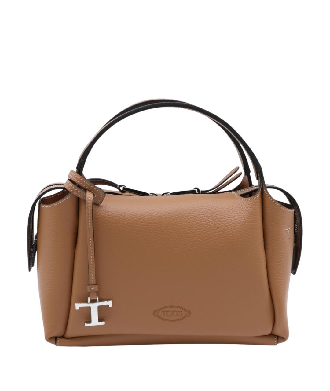 TOD'S Бежевая кожаная сумка с короткими ручками, фото 1