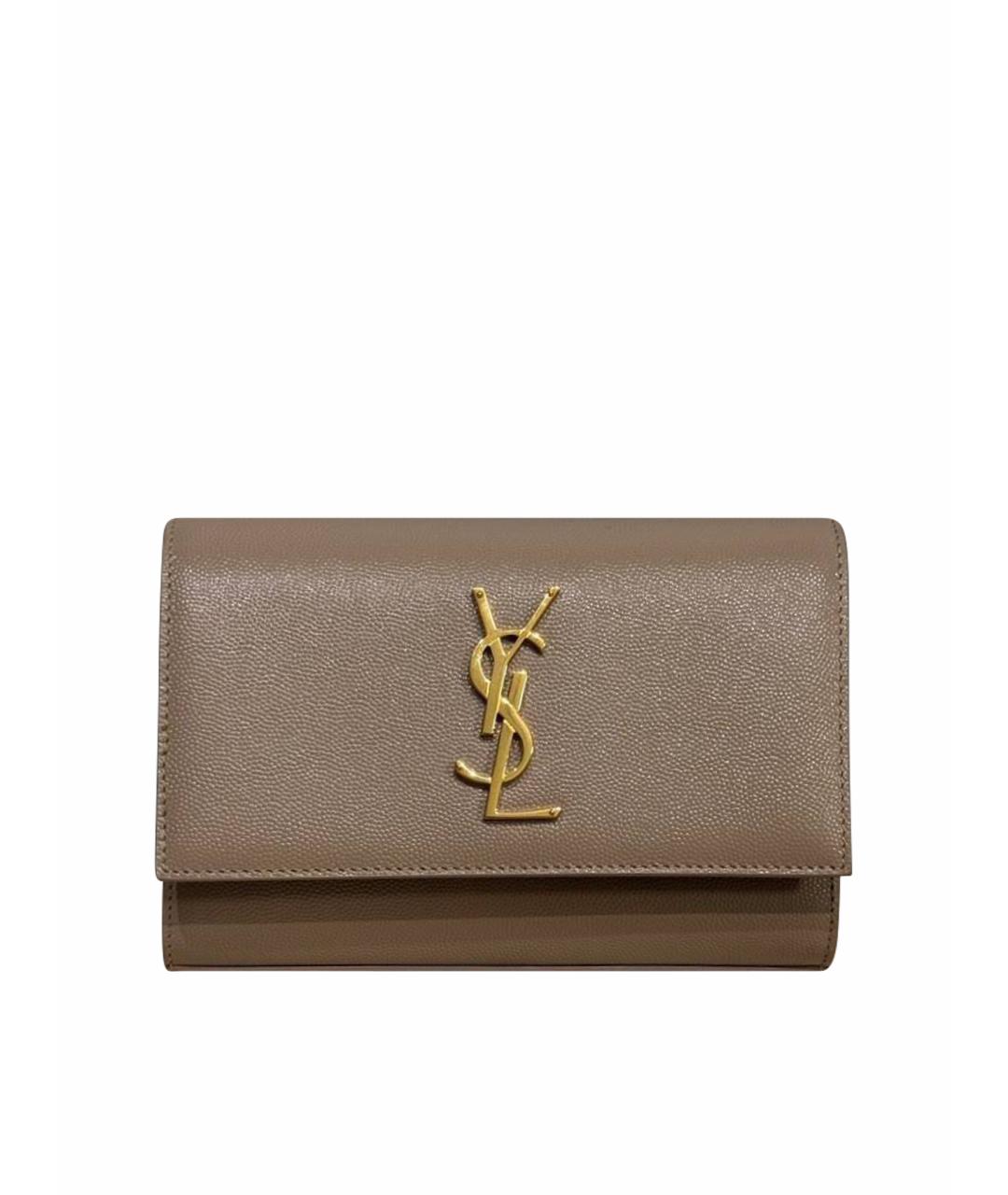 SAINT LAURENT Бежевая кожаная поясная сумка, фото 1