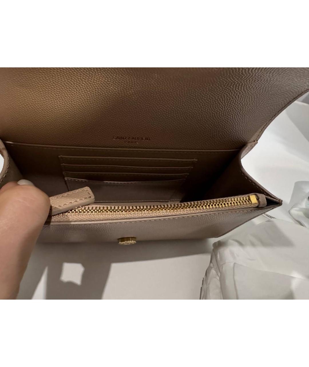 SAINT LAURENT Бежевая кожаная поясная сумка, фото 3