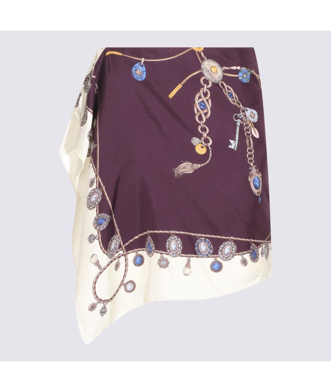 VERSACE Бордовая шелковая юбка мини, фото 4