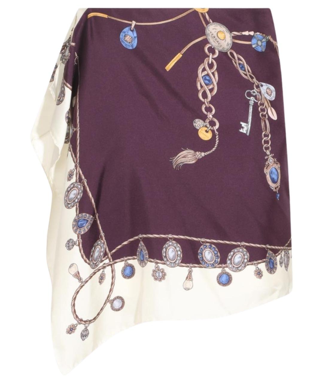 VERSACE Бордовая шелковая юбка мини, фото 1