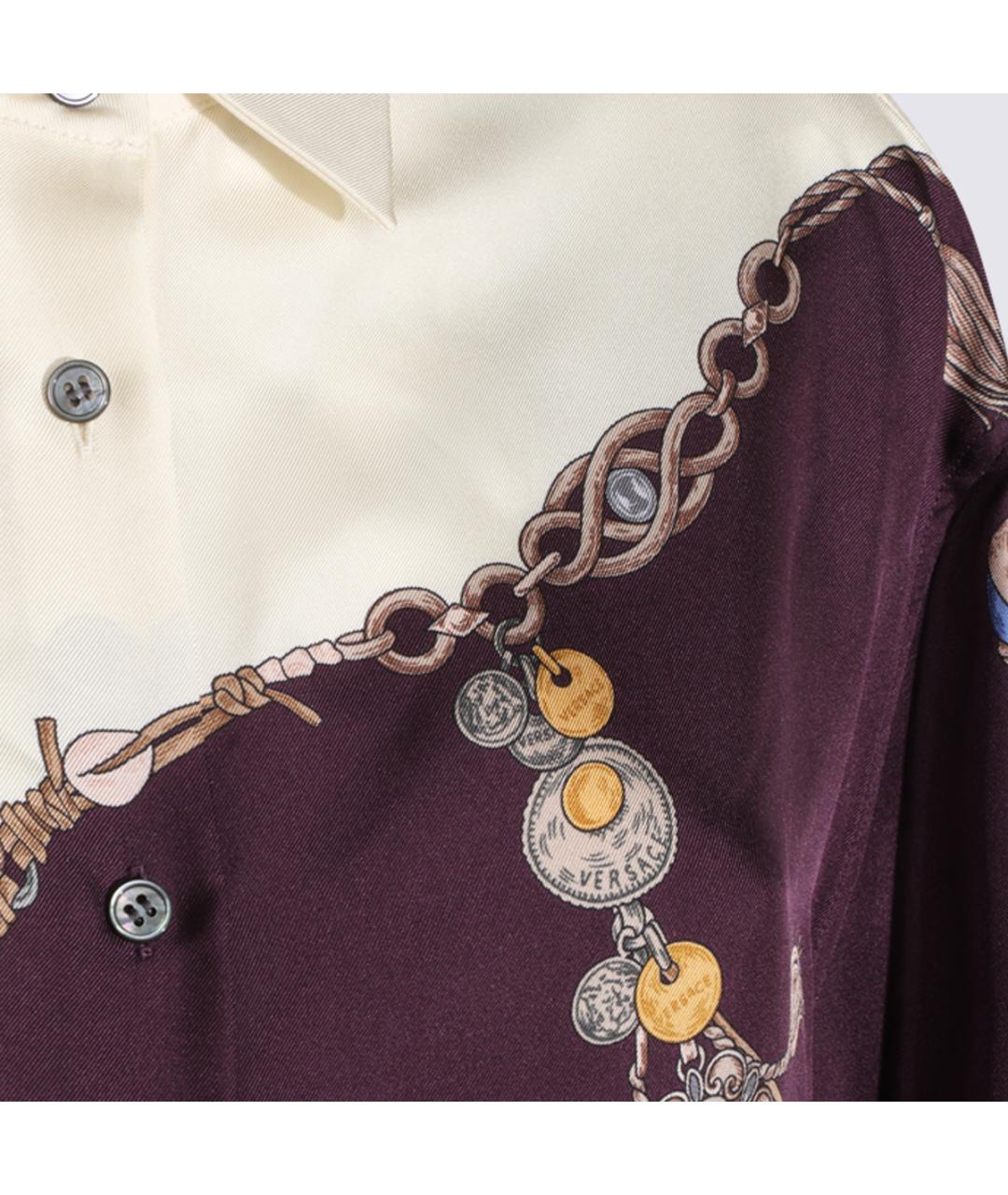 VERSACE Бордовая шелковая рубашка, фото 4