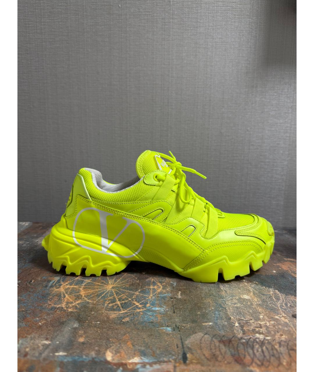 VALENTINO Желтые кожаные кроссовки, фото 7