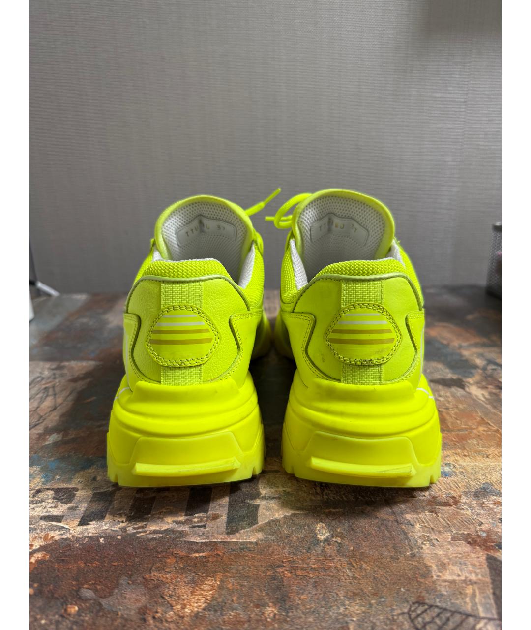 VALENTINO Желтые кожаные кроссовки, фото 4
