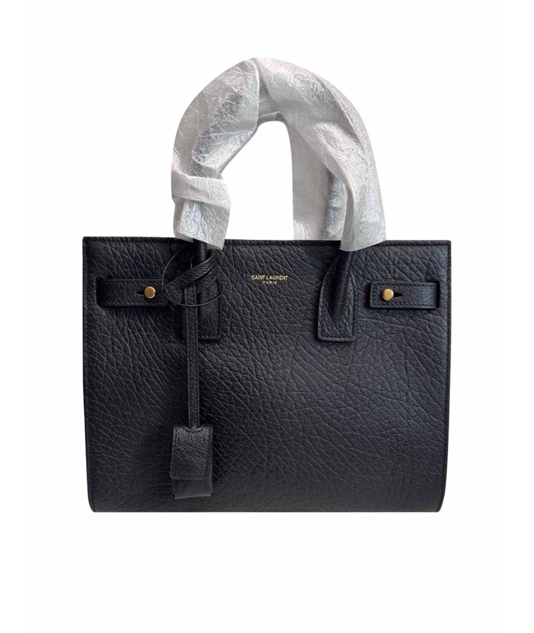 SAINT LAURENT Черная кожаная сумка с короткими ручками, фото 1