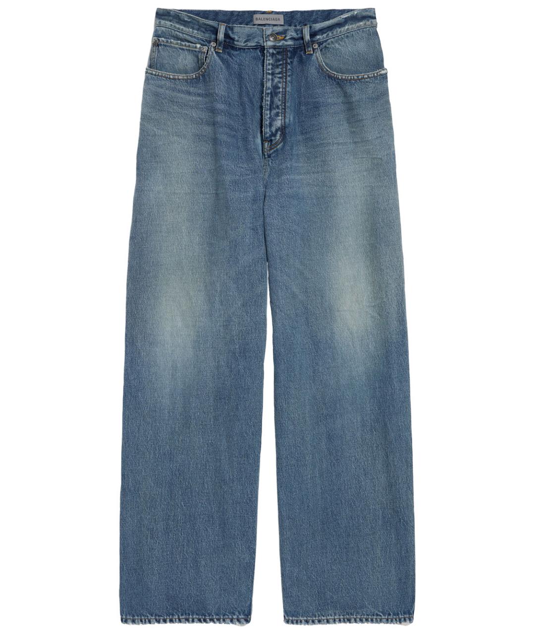 BALENCIAGA Синие хлопковые прямые джинсы, фото 1