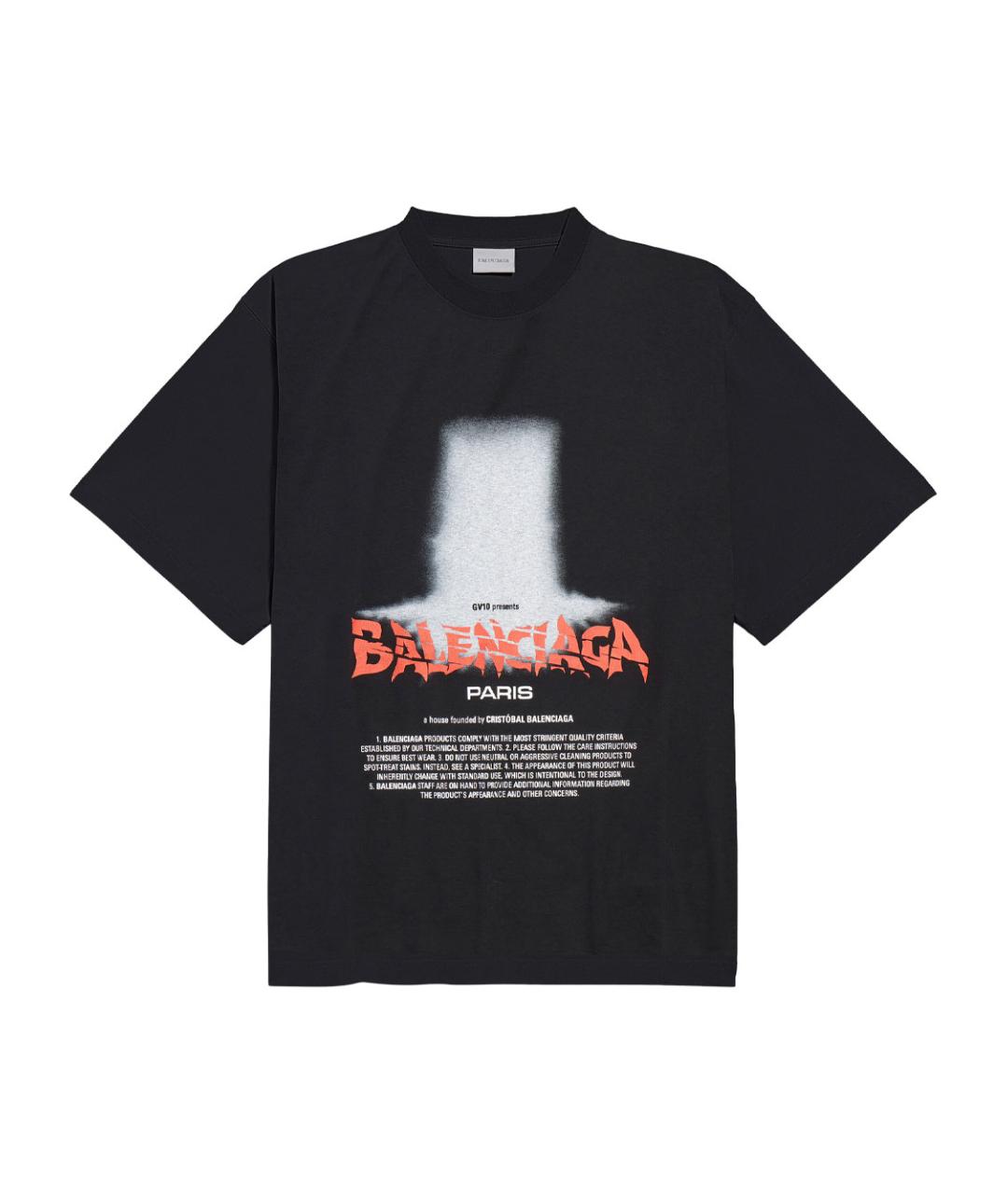 BALENCIAGA Черная хлопковая футболка, фото 1