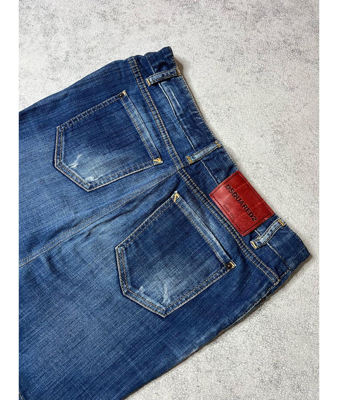 DSQUARED2 Синяя хлопко-эластановая юбка миди, фото 4