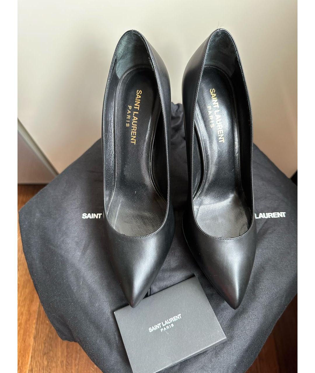 SAINT LAURENT Черные кожаные туфли, фото 2