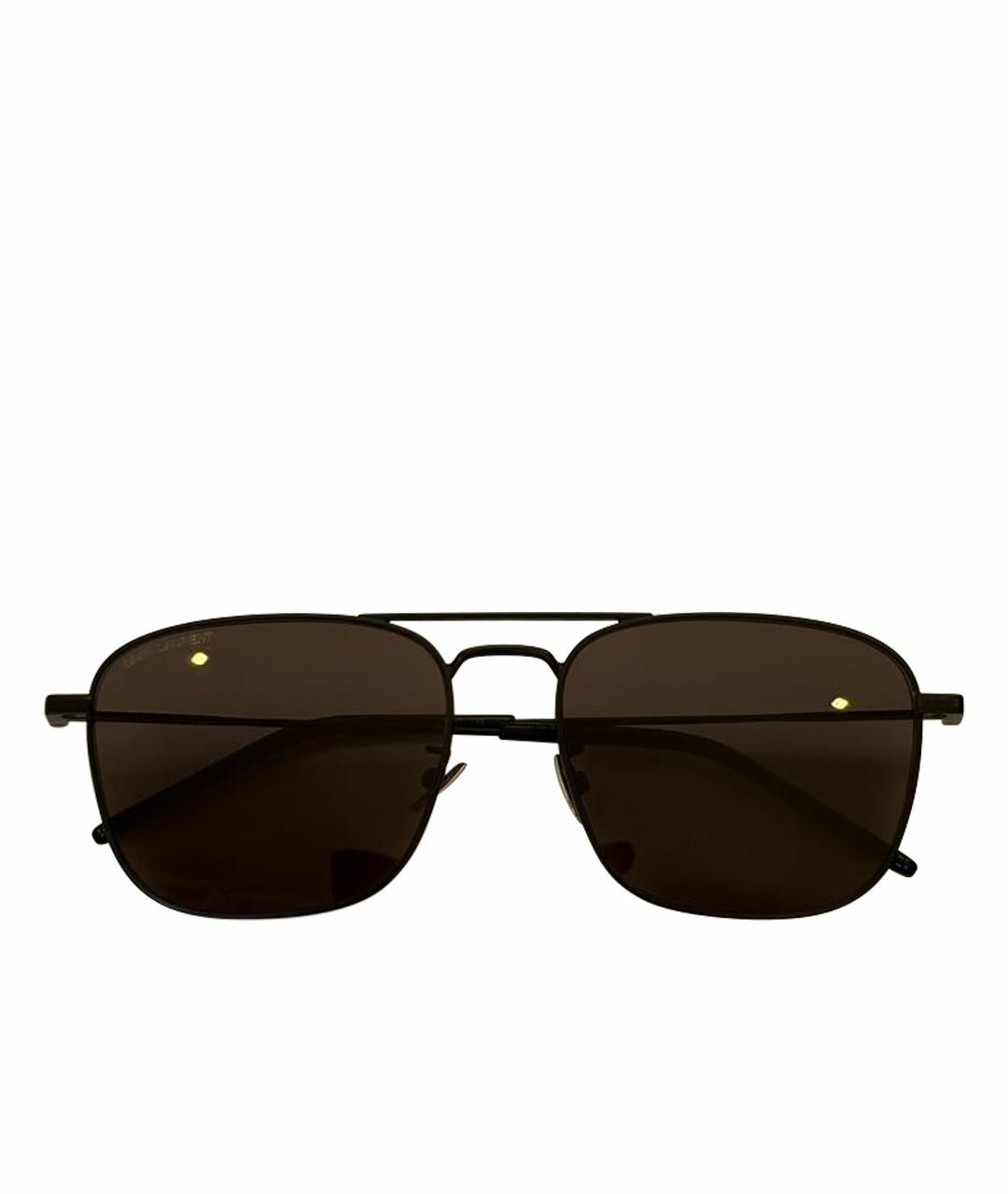 SAINT LAURENT Черные металлические солнцезащитные очки, фото 1