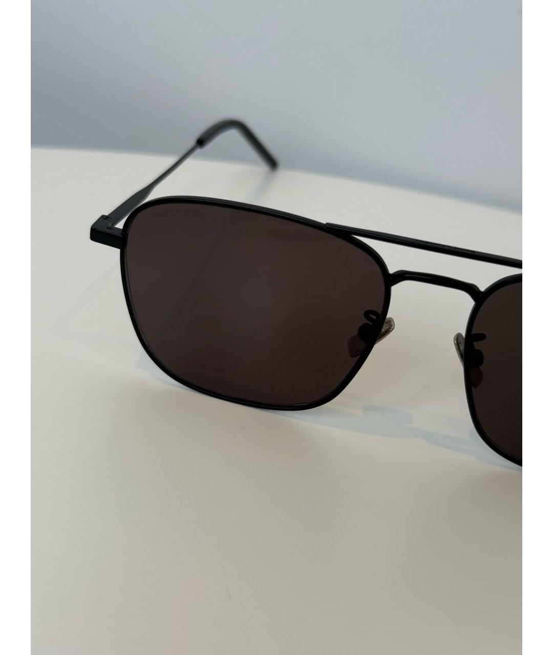 SAINT LAURENT Черные металлические солнцезащитные очки, фото 3