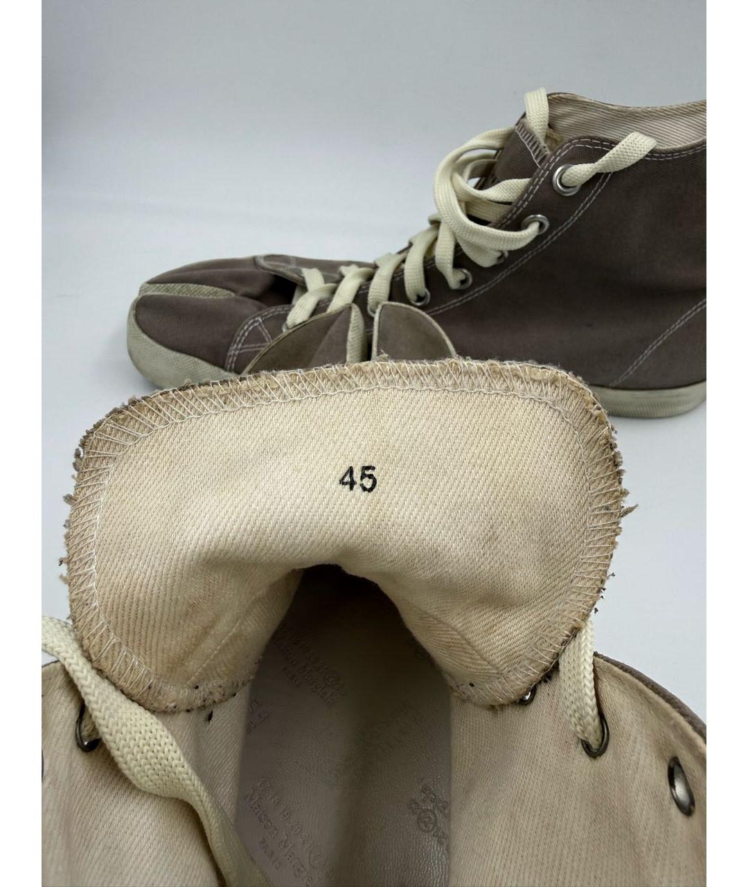 MAISON MARGIELA Коричневые текстильные высокие кроссовки / кеды, фото 5