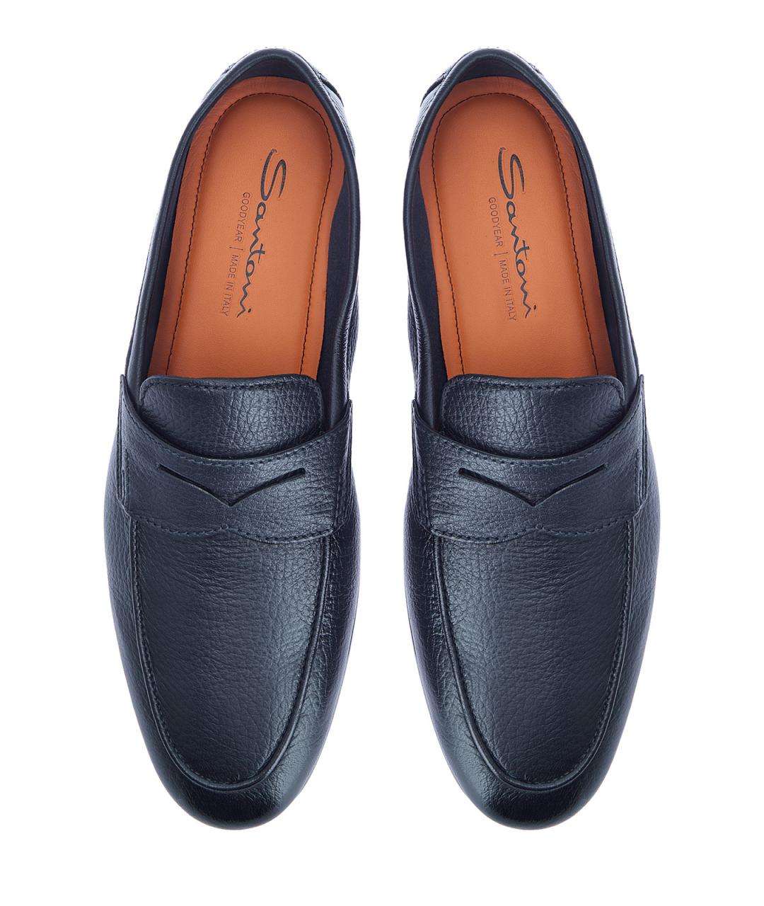 SANTONI Синие кожаные лоферы, фото 5