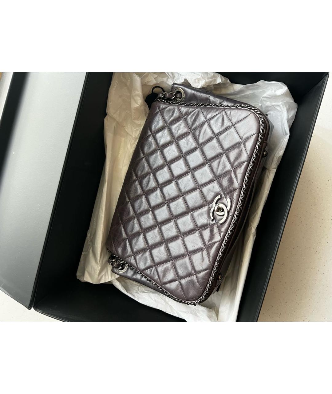 CHANEL Фиолетовая кожаная сумка через плечо, фото 2