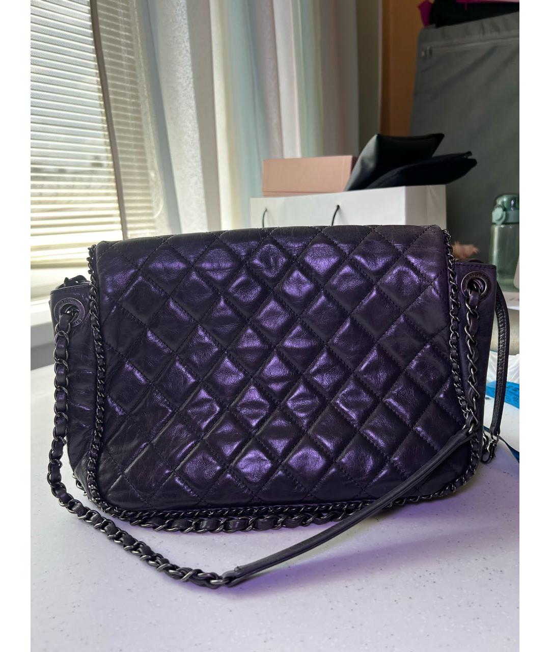 CHANEL Фиолетовая кожаная сумка через плечо, фото 3