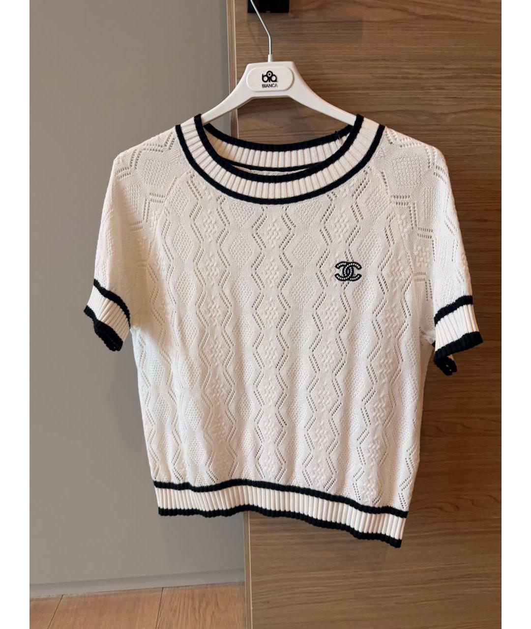 CHANEL Белая хлопковая футболка, фото 6