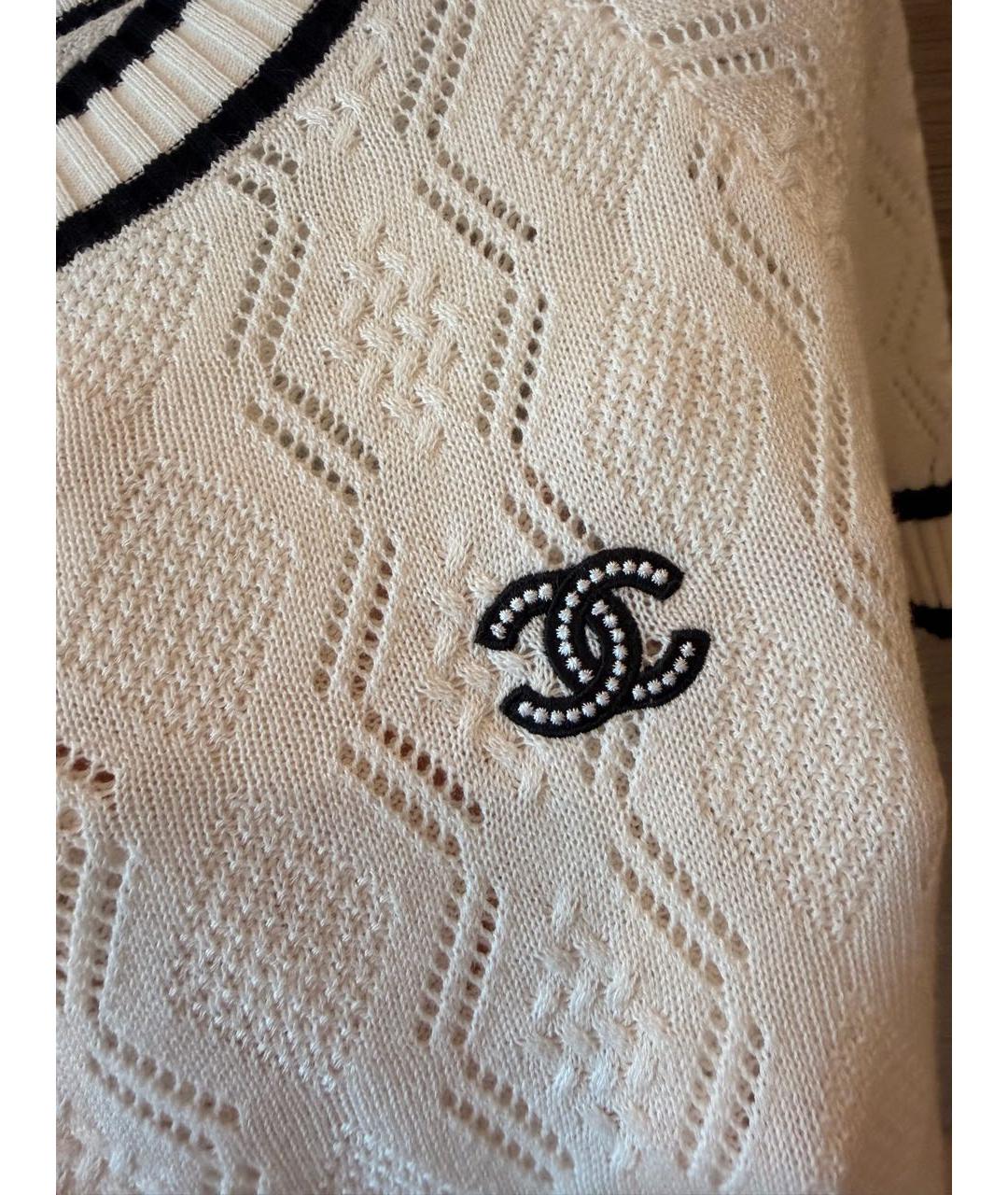 CHANEL Белая хлопковая футболка, фото 4