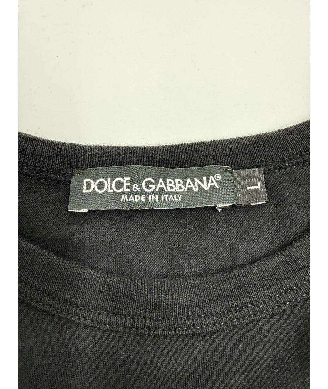 DOLCE&GABBANA Черная хлопковая футболка, фото 4