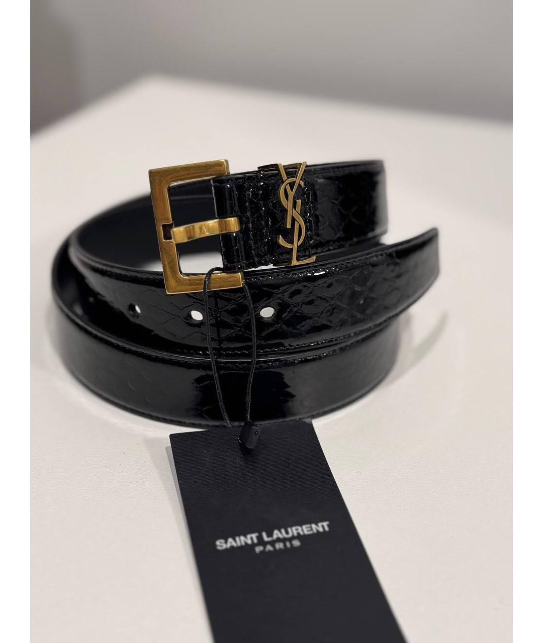 SAINT LAURENT Черный кожаный ремень, фото 4