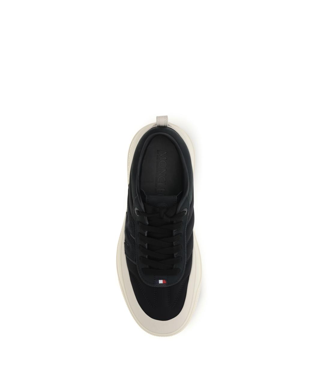 MONCLER Черные нубуковые низкие кроссовки / кеды, фото 4
