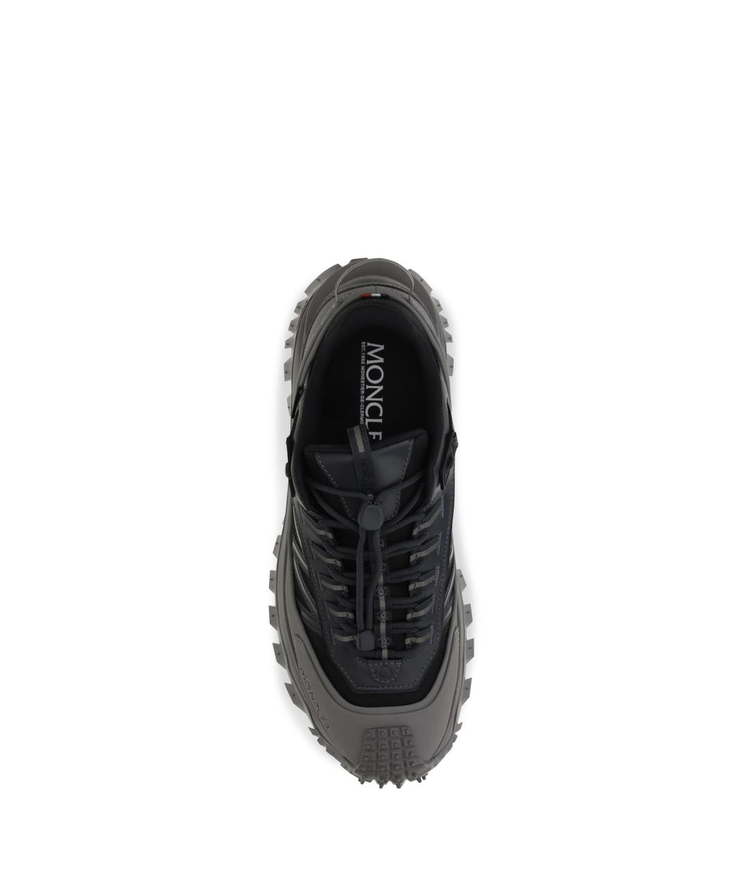 MONCLER Антрацитовые синтетические низкие кроссовки / кеды, фото 4