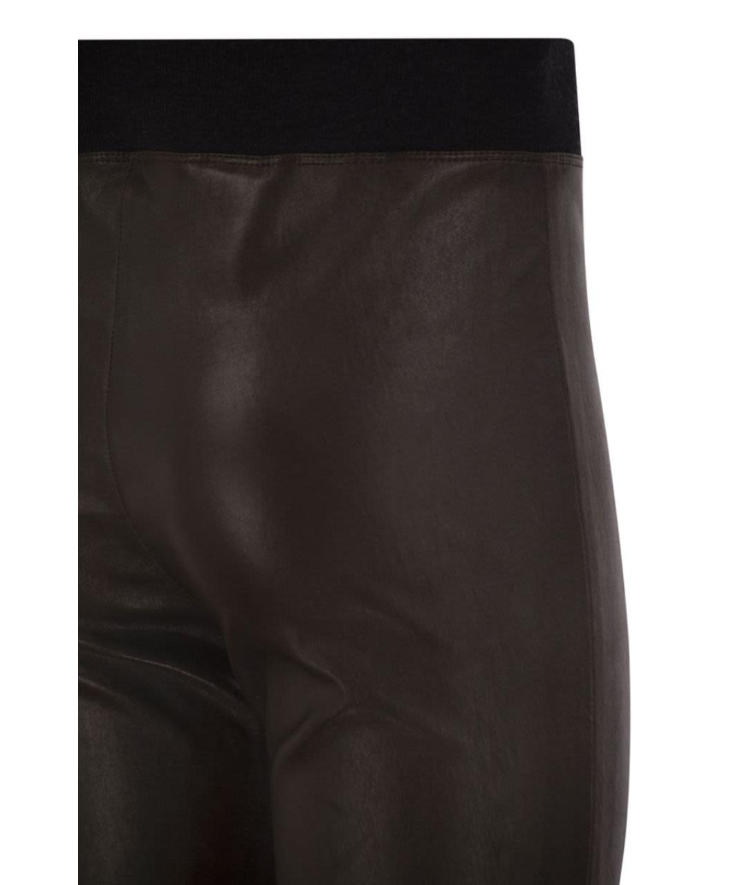 BRUNELLO CUCINELLI Коричневые кожаные брюки узкие, фото 4