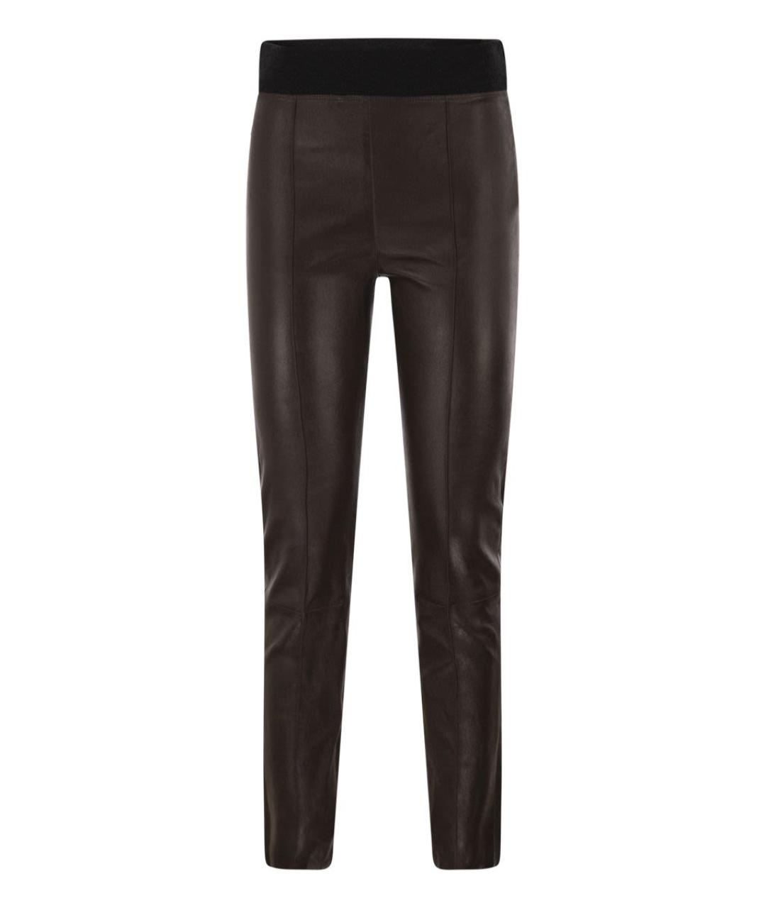 BRUNELLO CUCINELLI Коричневые кожаные брюки узкие, фото 1