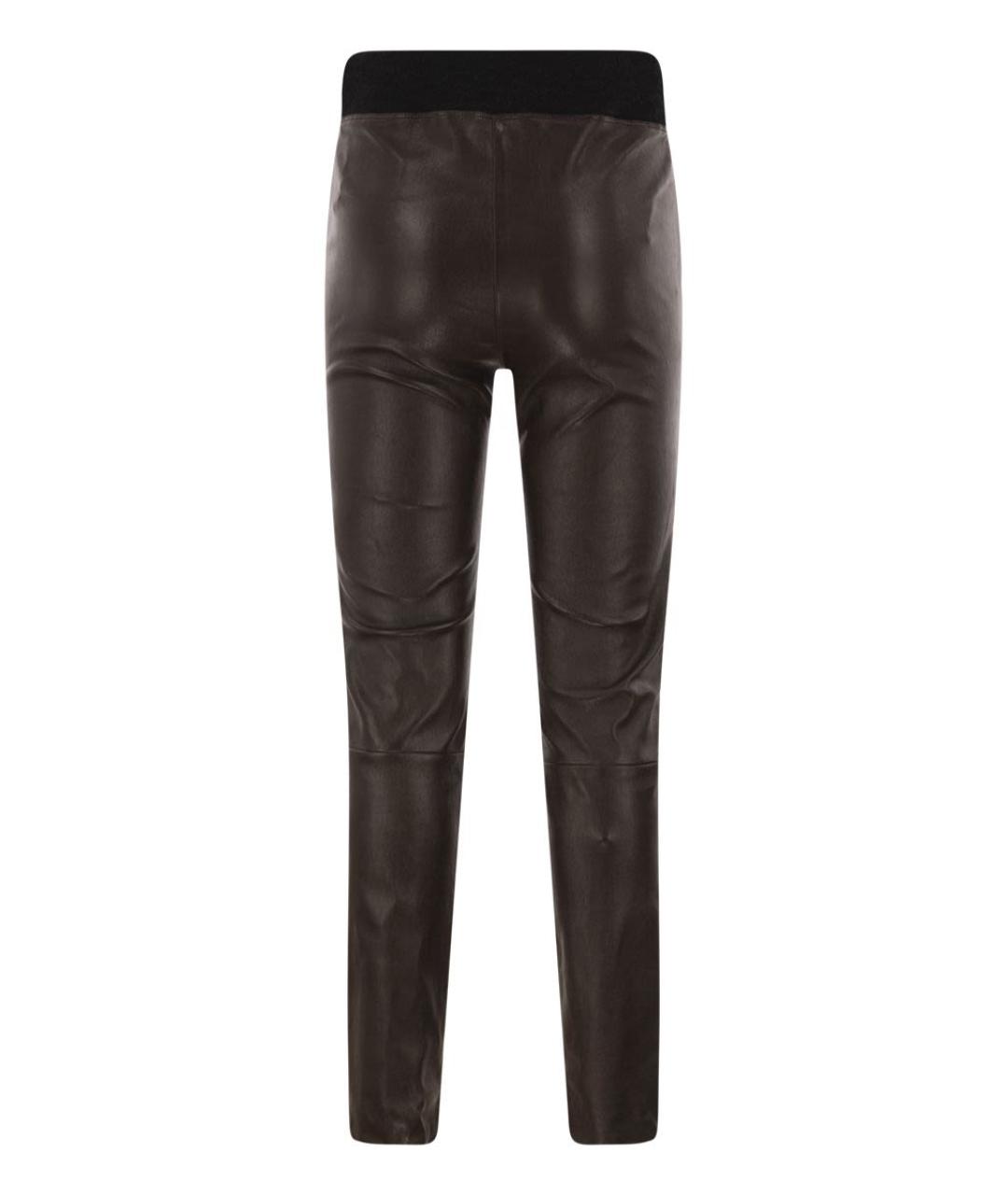 BRUNELLO CUCINELLI Коричневые кожаные брюки узкие, фото 2